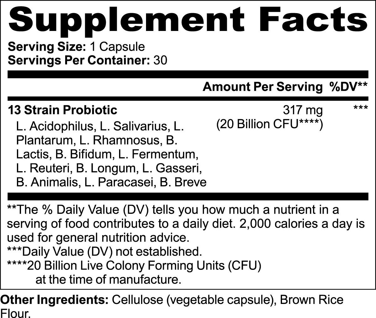 Probiotic 13 Bacterial Strains 20 Billion CFU